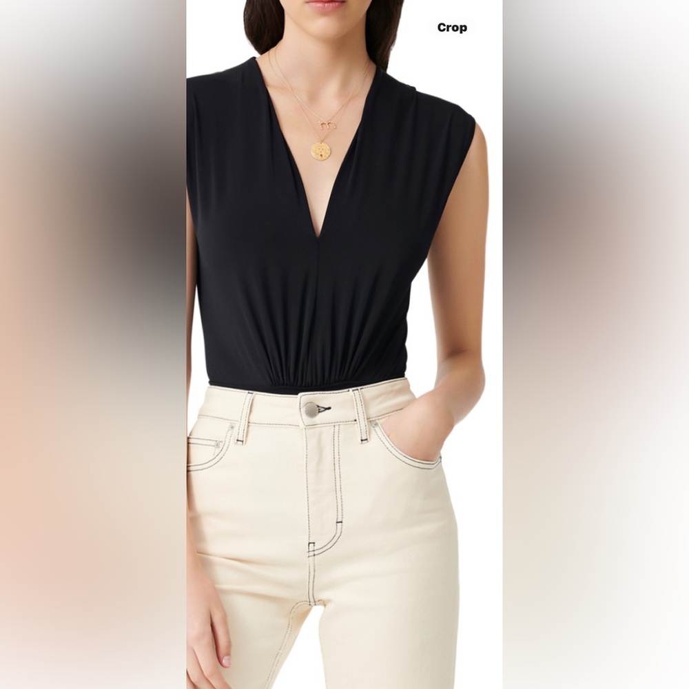 MAJE: TILIO BODYSUIT Beautiful, plunging neckline, black jersey
